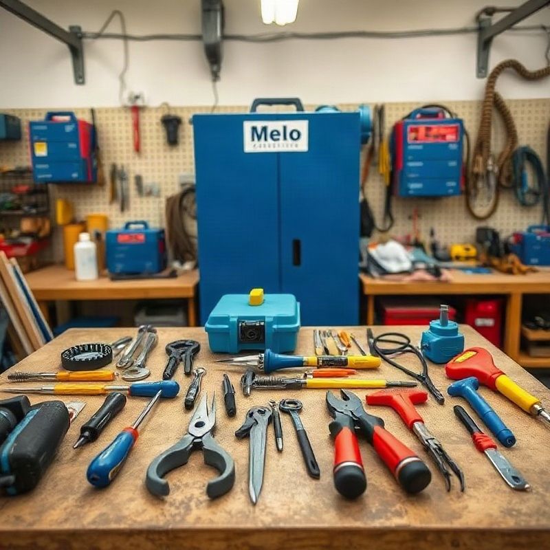 Herramientas de electricista dispuestas sobre una mesa de trabajo en el taller de Pixelgpanda en Melo
