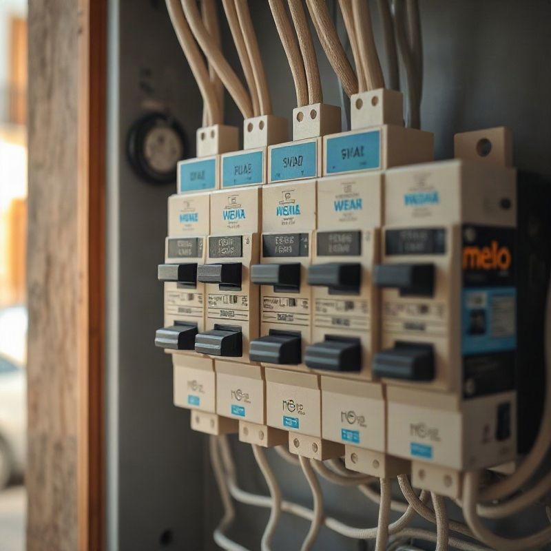 Tablero eléctrico recién instalado con disyuntores etiquetados